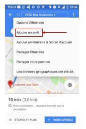 Google Maps ajouter arrêt